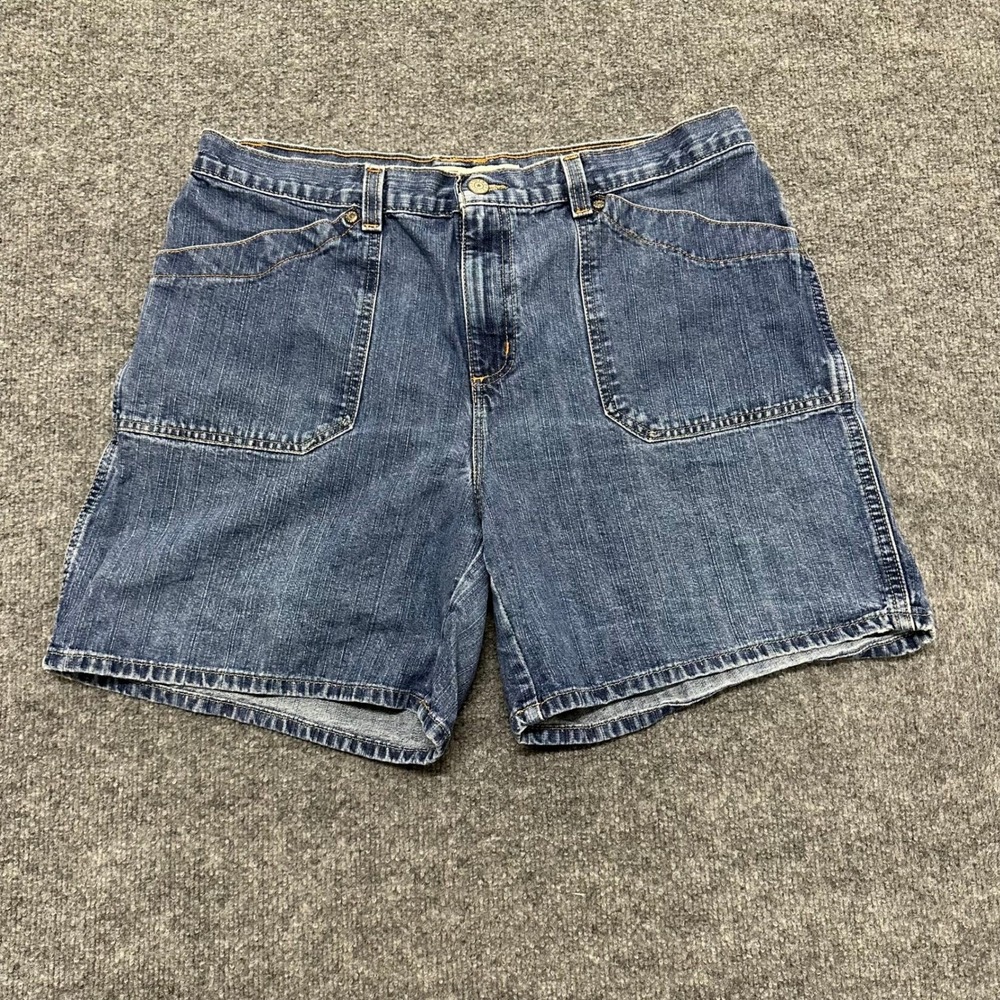 Faded Glory Shorts Womens Size 16 Blue Cotton Denim Carpenter Casual Pockets